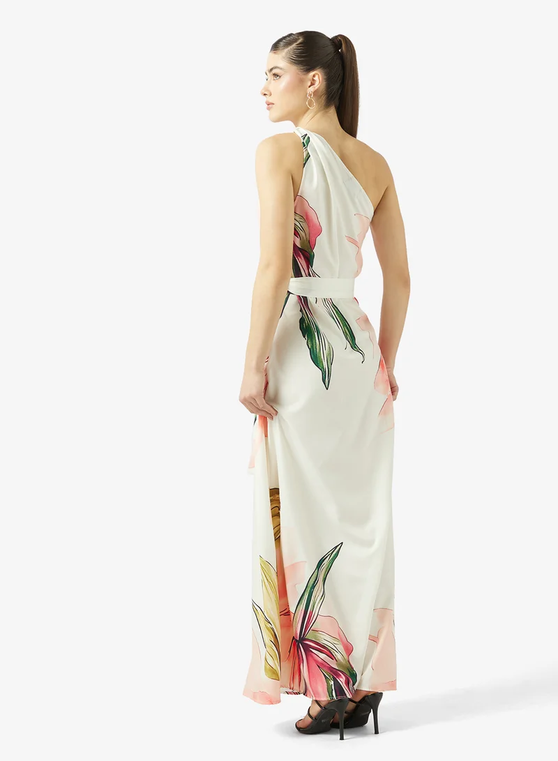 Ginger Halter Neck Floral A Line Dress